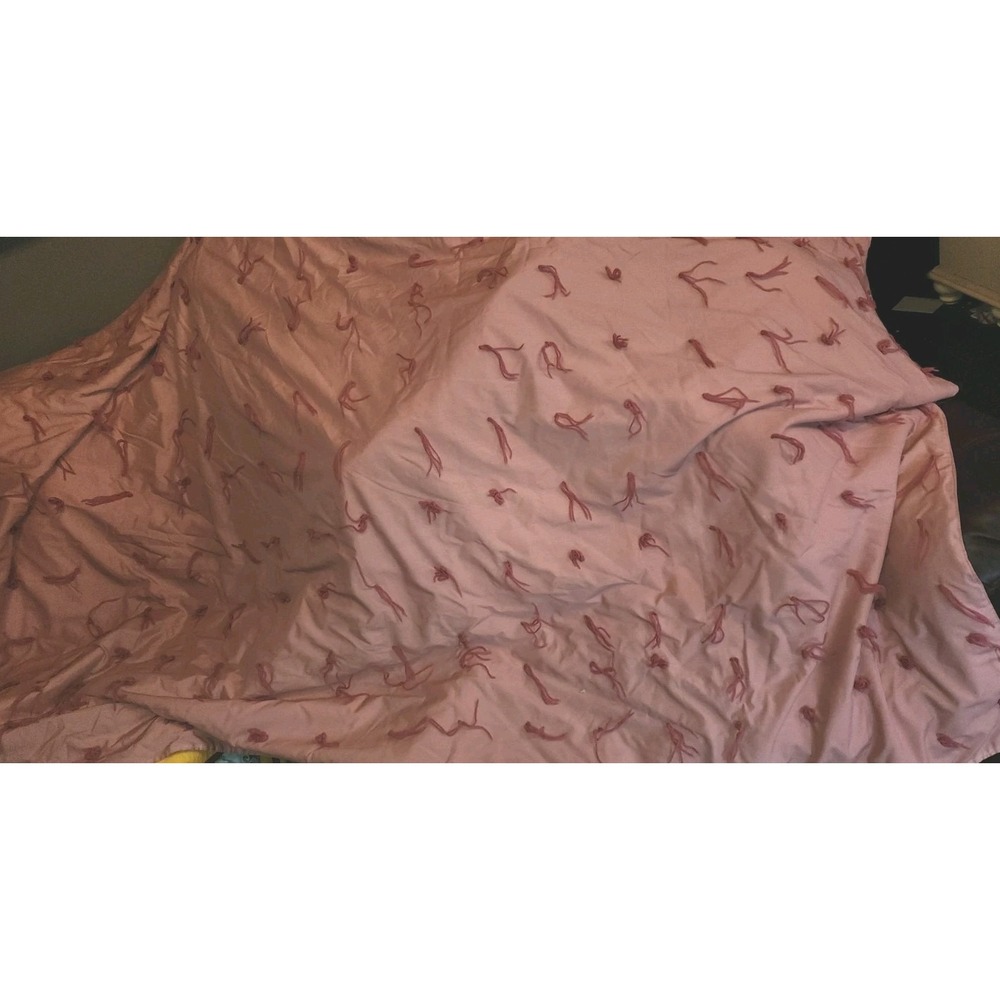 Vintage Handmade Hand Tied Yarn Pink Mauve Quilt Twin Cottagecore 95x67  Grannyc